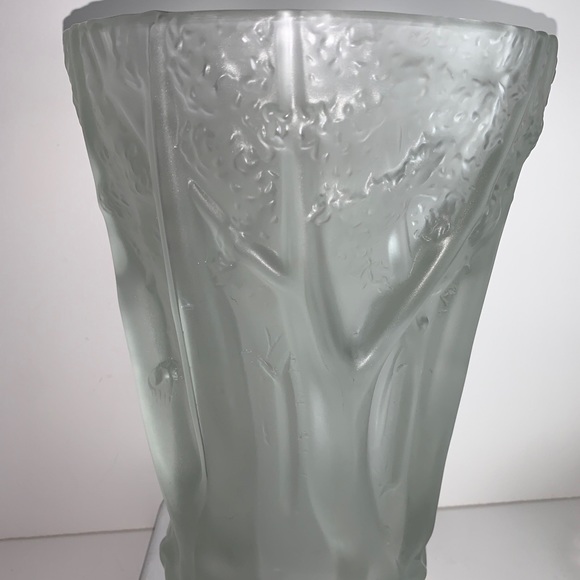 Vtg. Barolac Czech Josef Inwald Heavy Crystal Frosted Glass Forrest Vase 10" HTF - Picture 2 of 14